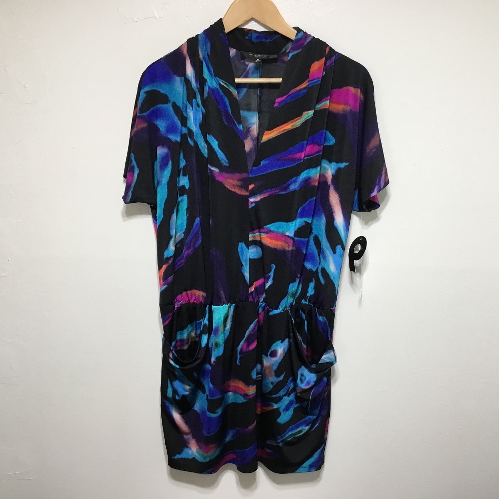 Nine West Dress Womens Multi-color V-neck Size 10